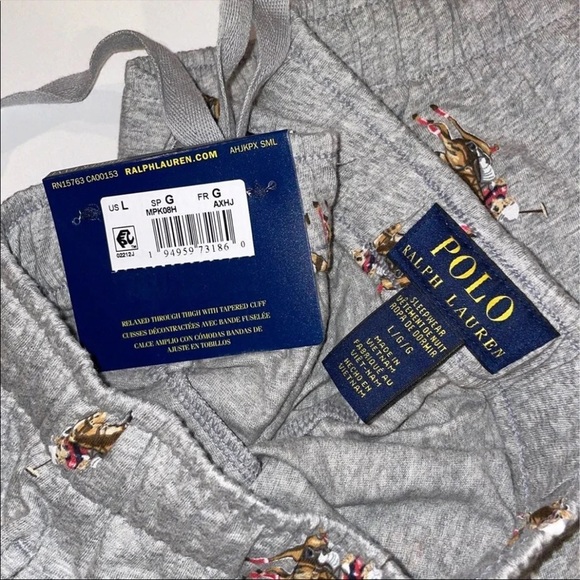 Polo Ralph Lauren Men’s Big Pony Polo Bear Knit Joggers Grey Large NWT - Picture 4 of 6